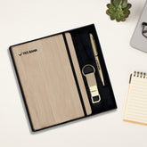 Eco-Friendly 3-in-1 Gift Set | Personalized Diary, Gold Pen & Keychain Combo | Sustainable Corporate Branding by Diraprints