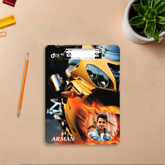 Yellow Sports Bike Design Personalized Exam Board