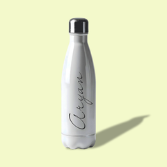 Personalized White Metal Bottle | Custom Name Stainless Steel Sipper