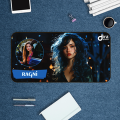 Personalized Girl Anime Desk Mat | Custom Photo Cheerful Girl Anime Desk Mat by Diraprints