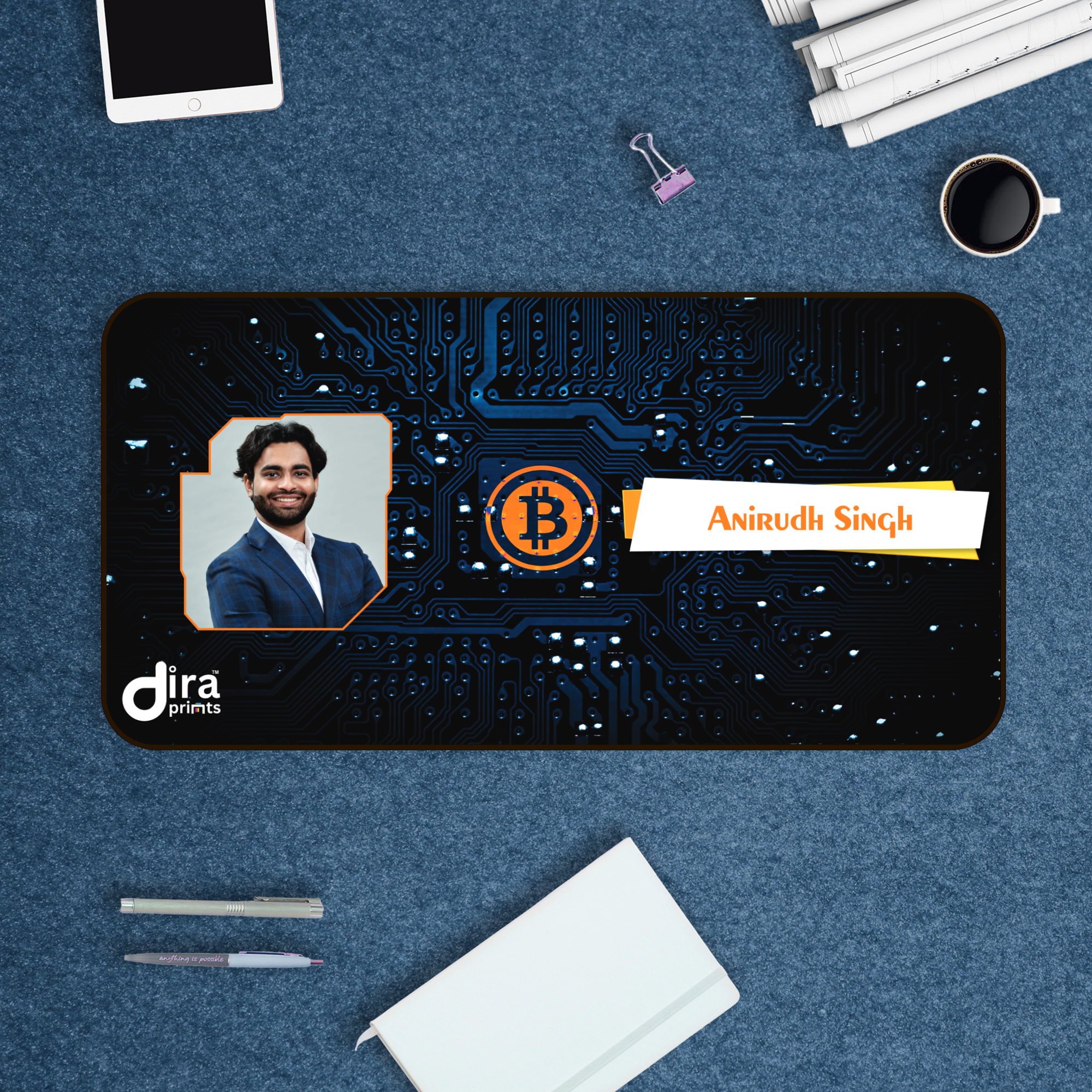 Personalized Bitcoin Crypto Desk Mat | Custom Photo Currency Desk Mat by Diraprints