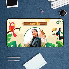 Personalized Parrot Theme Desk Mat | Custom Photo Tropical Bird Desk Mat by Diraprints