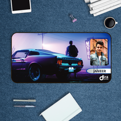 Personalized Neon Mustang Desk Mat | Custom Photo Muscle Car Desk Mat by Diraprints