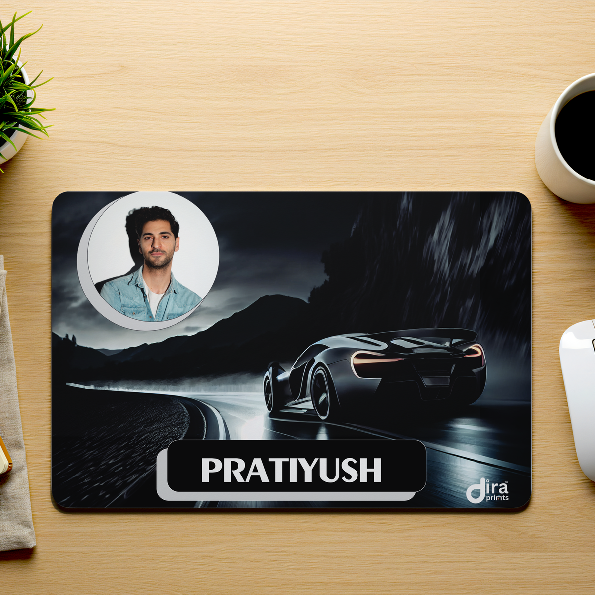 Personalized Black Bugatti Mouse Pad | Custom Photo Hypercar Mouse Pad by Diraprints