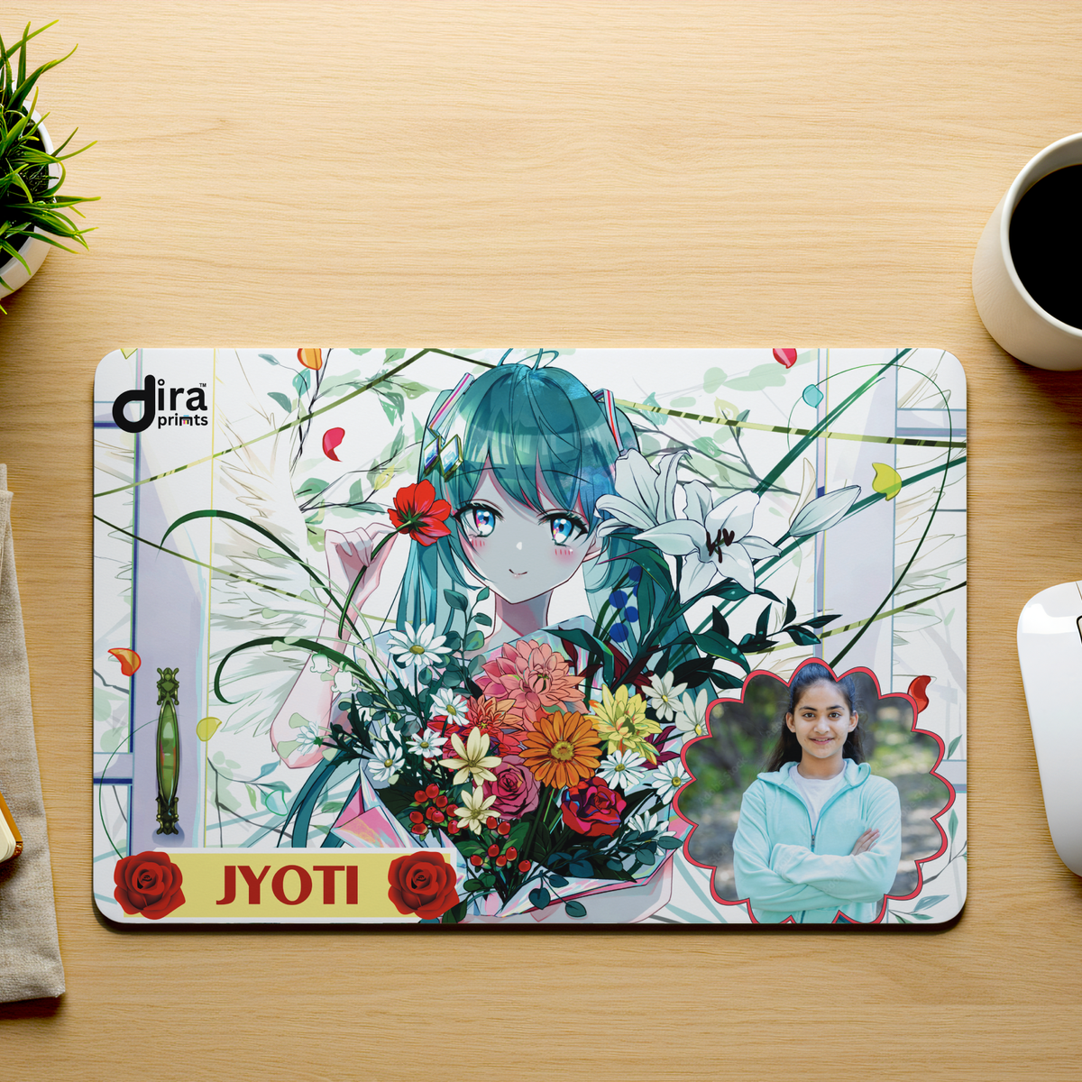 Personalized Photo Mouse Pad | Custom Anime/Manga Desk Mat with Name by Diraprints
