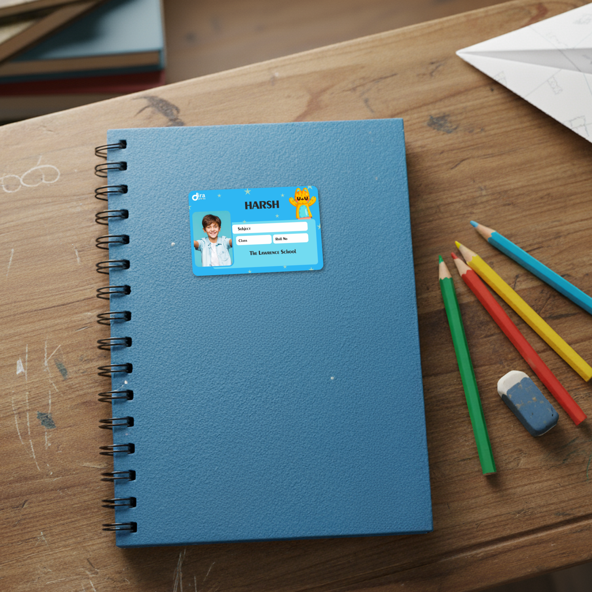 Personalized Cute Cat Name Slip | Custom Kids ID Labels for School by Diraprints