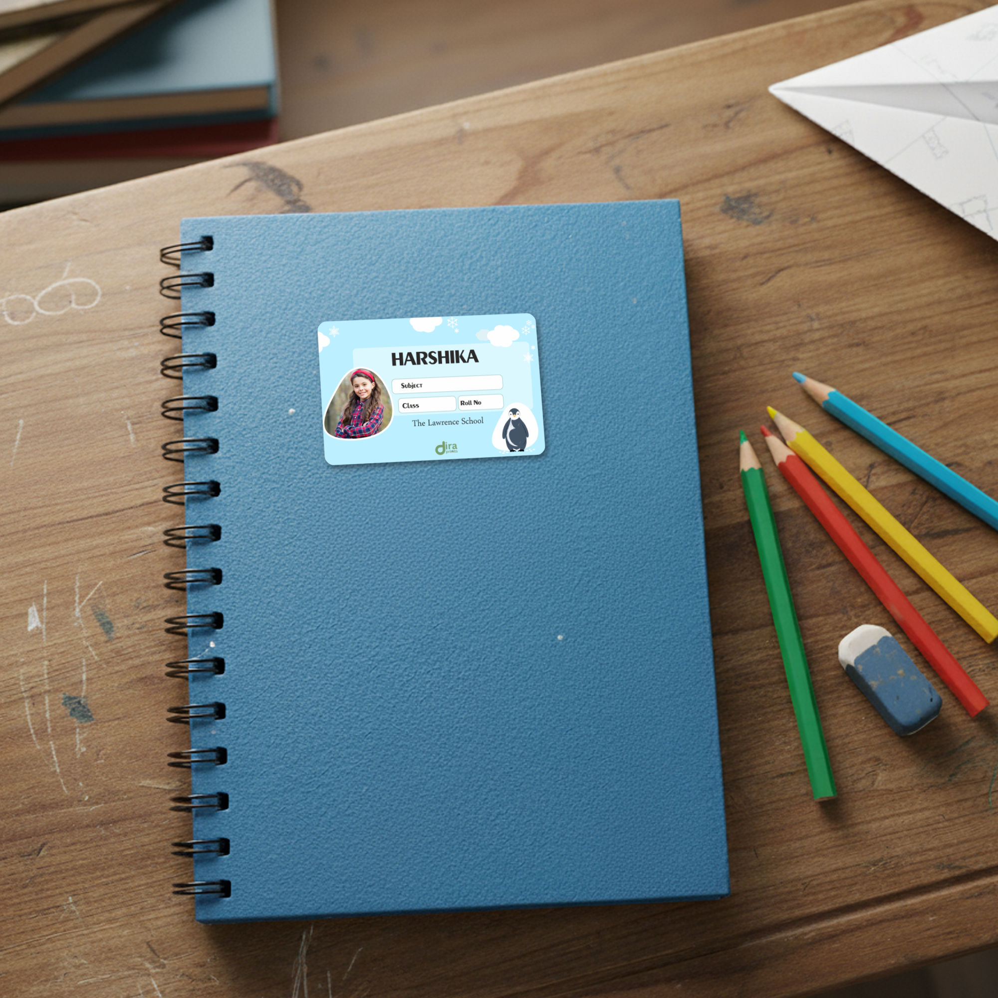 Personalized Penguin Name Slip | Custom Kids ID Labels for School by Diraprints