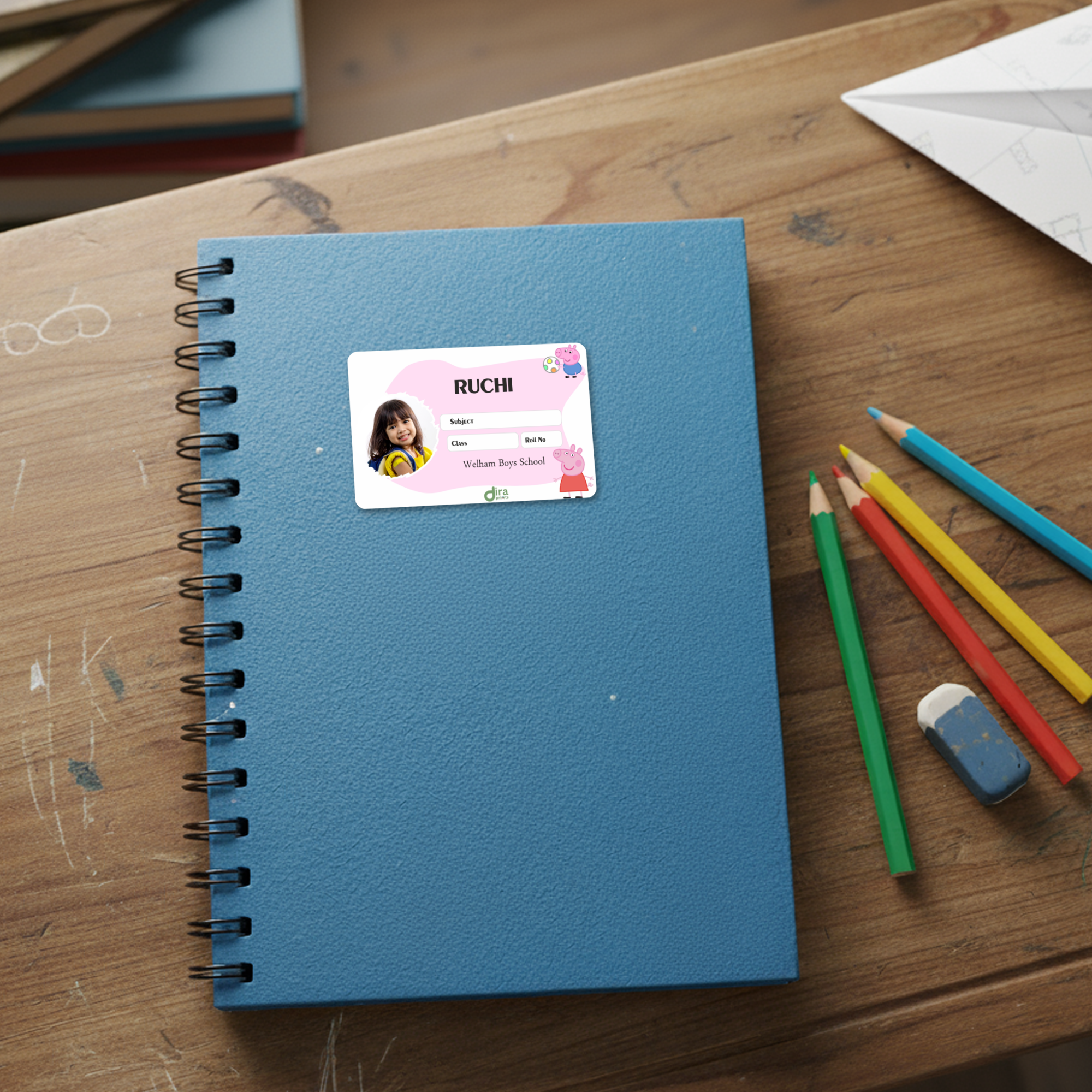 Personalized Peppa Pig Name Slip | Custom Kids ID Labels for School by Diraprints