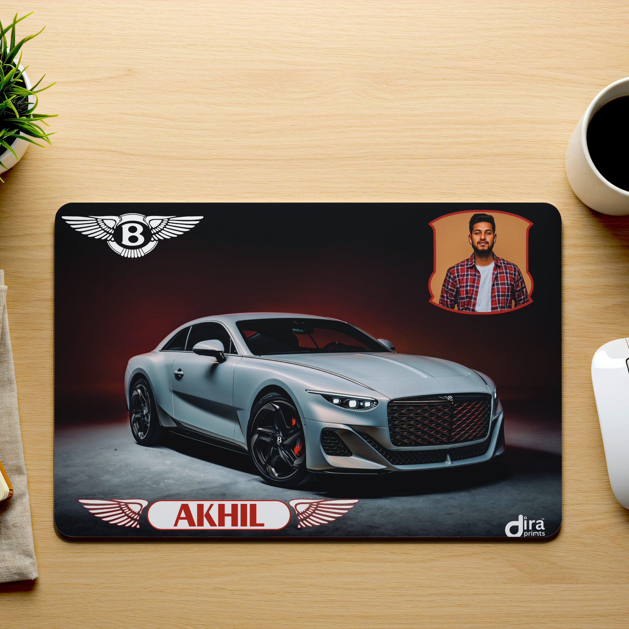 Personalized Luxury Car Mouse Pad | Custom Photo Sports Car Desk Mat by Diraprints