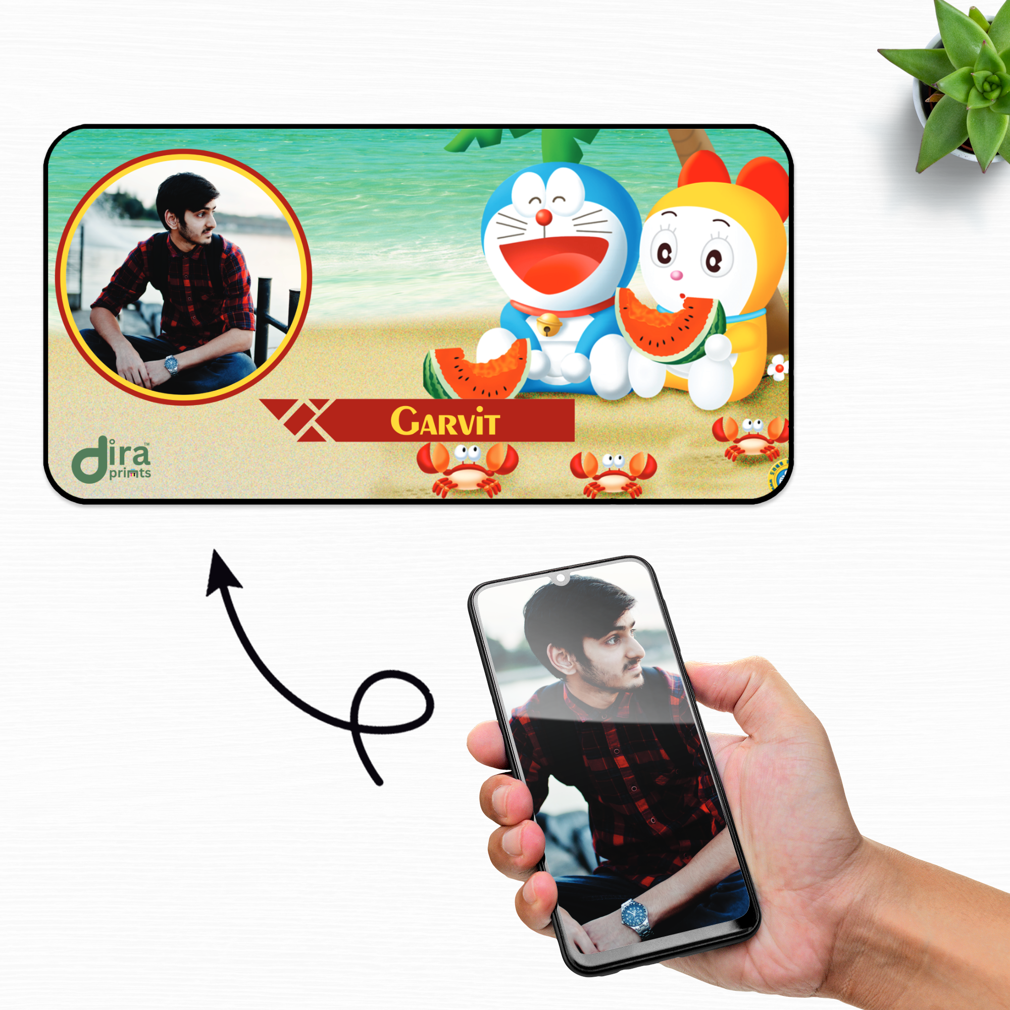 Personalized Doraemon & Doremi Desk Mat | Custom Photo Anime Desk Mat by Diraprints