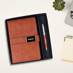 Personalized Diary and Pen Set | Custom Name Engraved Executive Journal Gift Box | Premium Leatherette Set by Diraprints