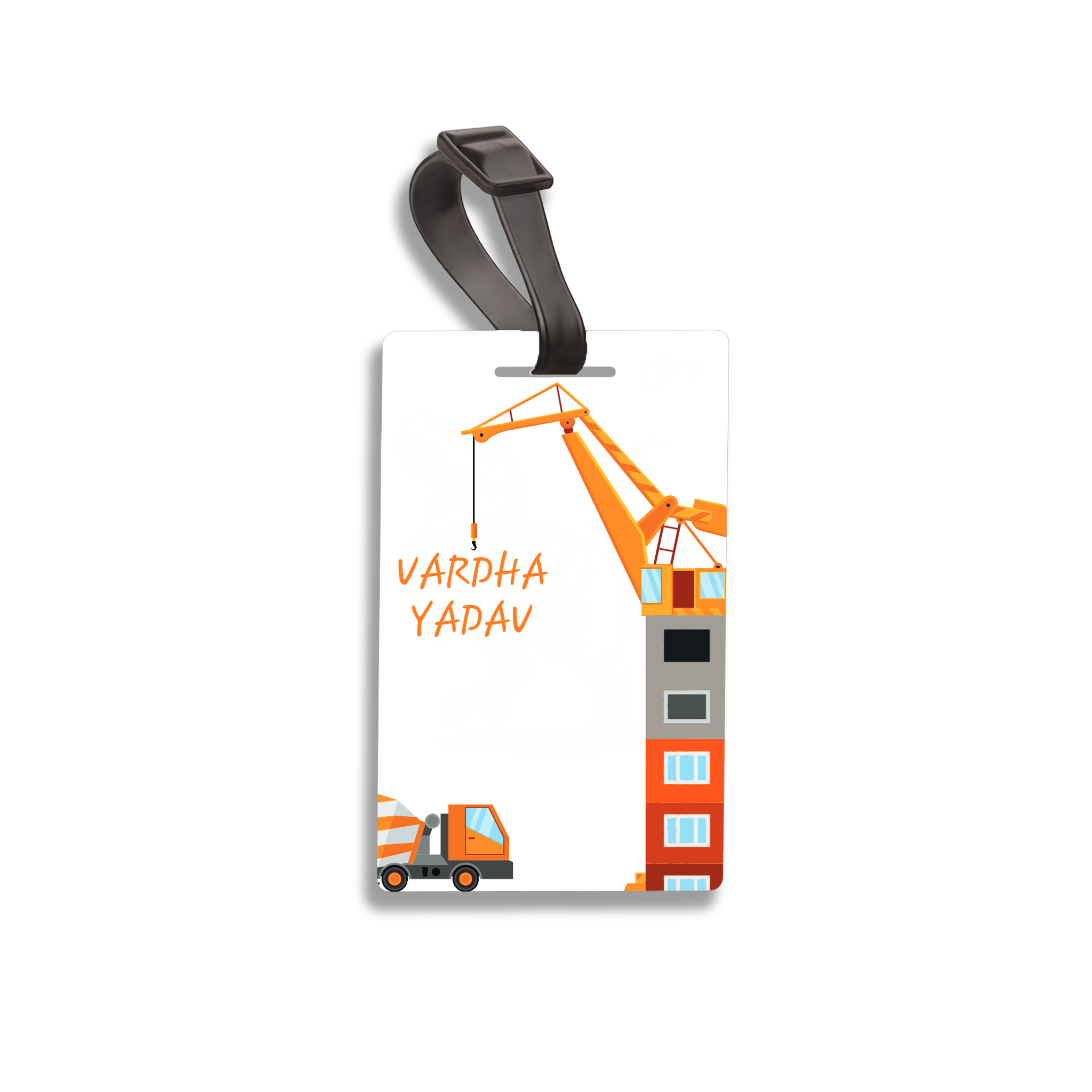🏗️ Personalized Construction Crane Bag Tag | Custom Builder Name Label By Diraprints