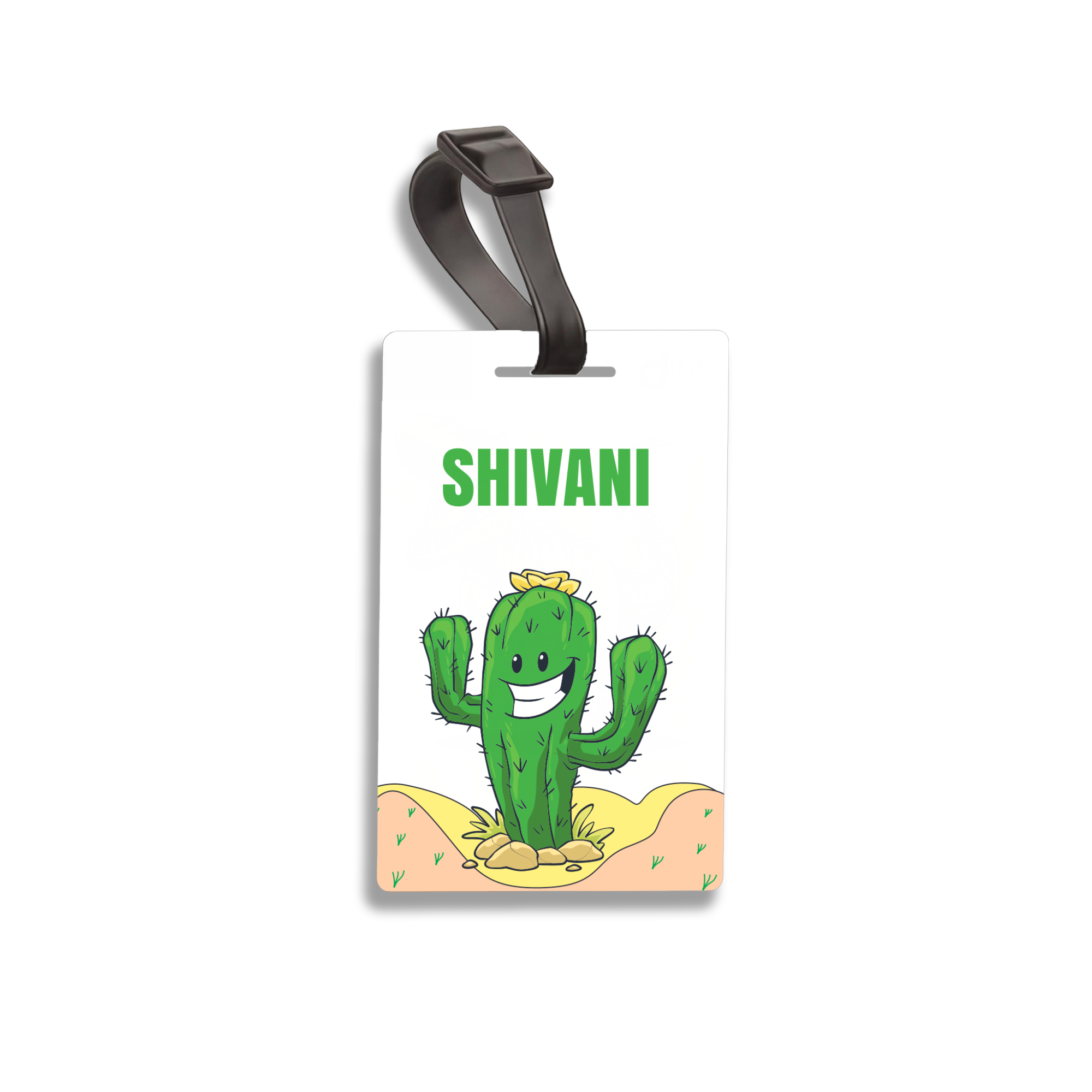 🌵 Personalized Smiling Cactus Bag Tag | Custom Desert Name Label By Diraprints