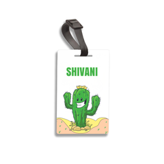 🌵 Personalized Smiling Cactus Bag Tag | Custom Desert Name Label By Diraprints