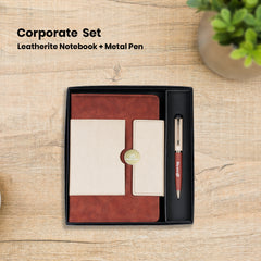 Custom Branded Dual-Tone Corporate Gift Set | Personalized Diary and Pen Combo for Bulk Orders | Executive Client Gifts by Diraprints