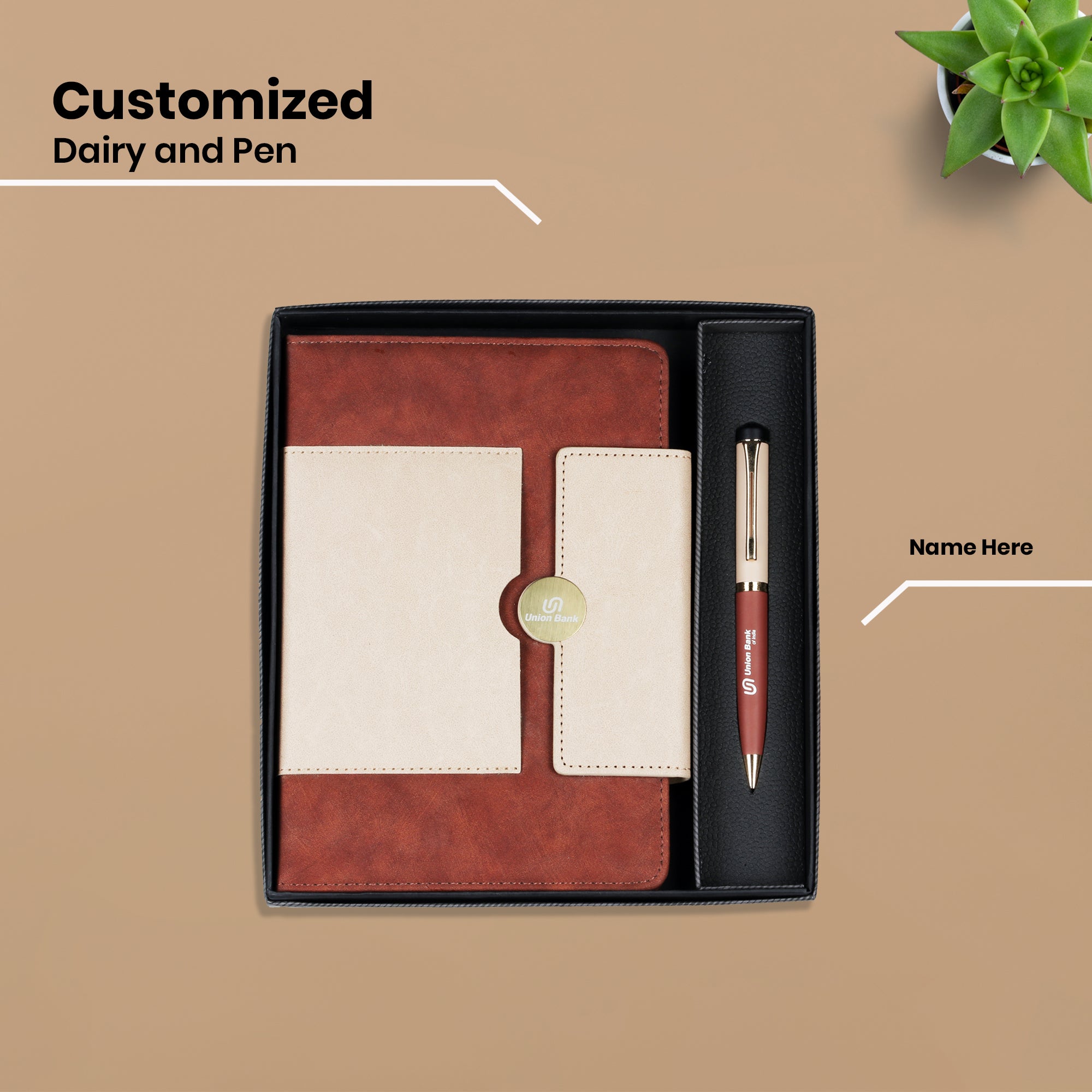 Custom Branded Dual-Tone Corporate Gift Set | Personalized Diary and Pen Combo for Bulk Orders | Executive Client Gifts by Diraprints