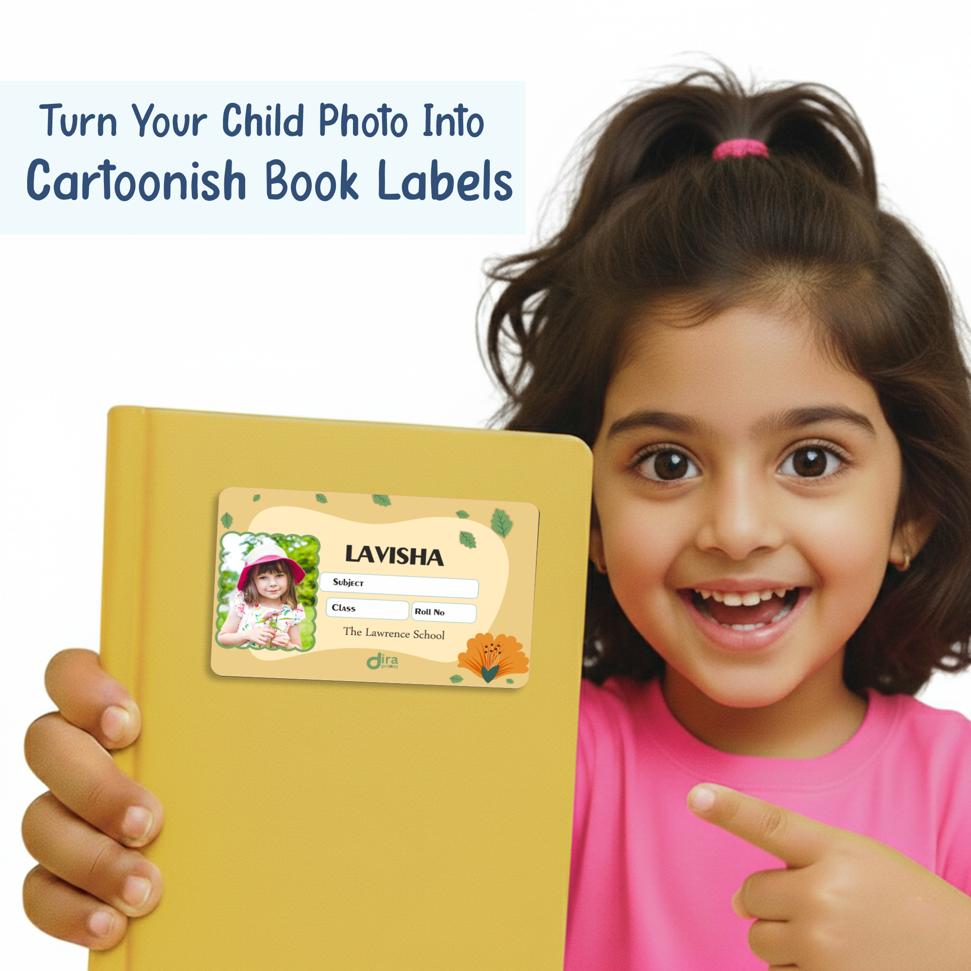 Personalized Orange Flower Name Slip | Custom Kids ID Labels for School by Diraprints