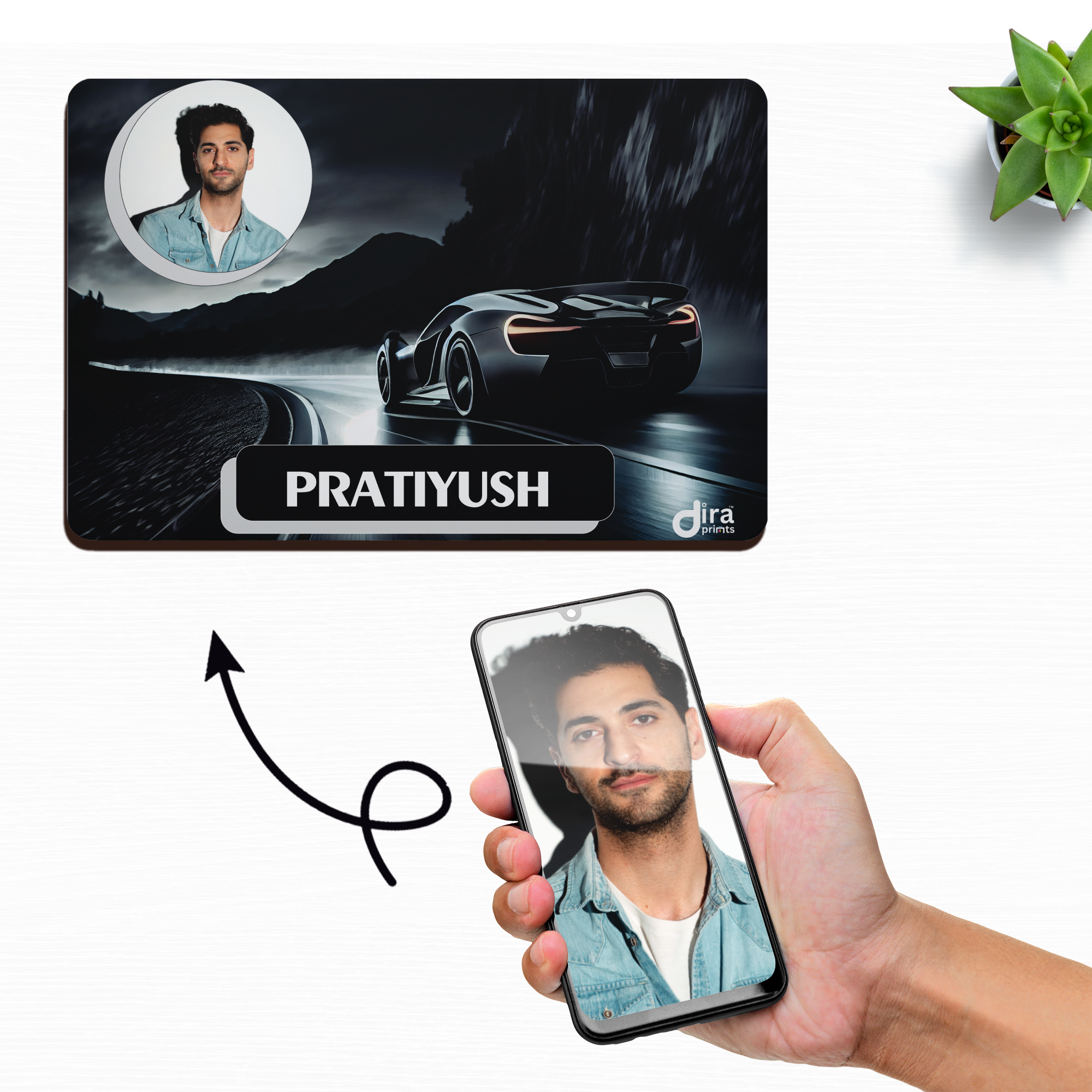 Personalized Black Bugatti Mouse Pad | Custom Photo Hypercar Mouse Pad by Diraprints