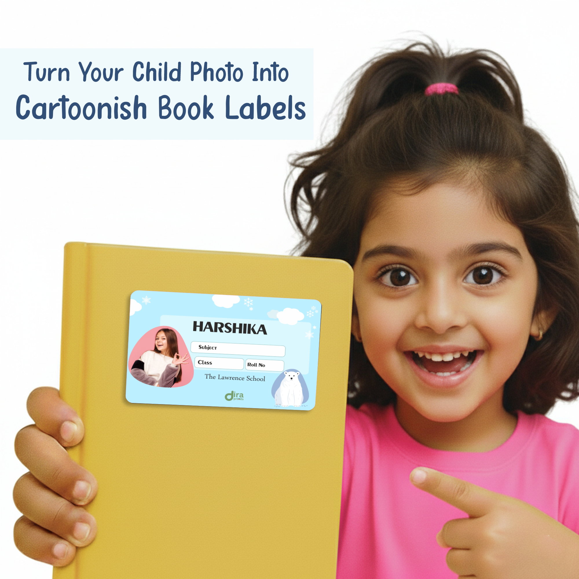 Personalized Polar Bear Name Slip | Custom Kids ID Labels for School by Diraprints