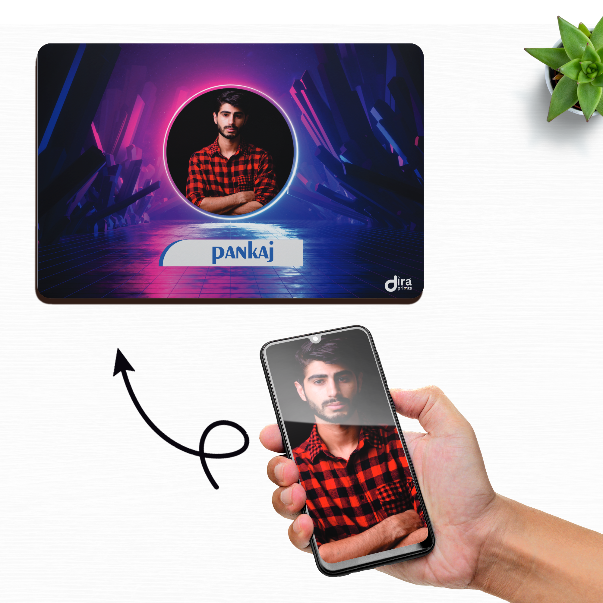 Personalized Dark Abstract Mouse Pad | Custom Photo Tech Geometric Mouse Pad by Diraprints