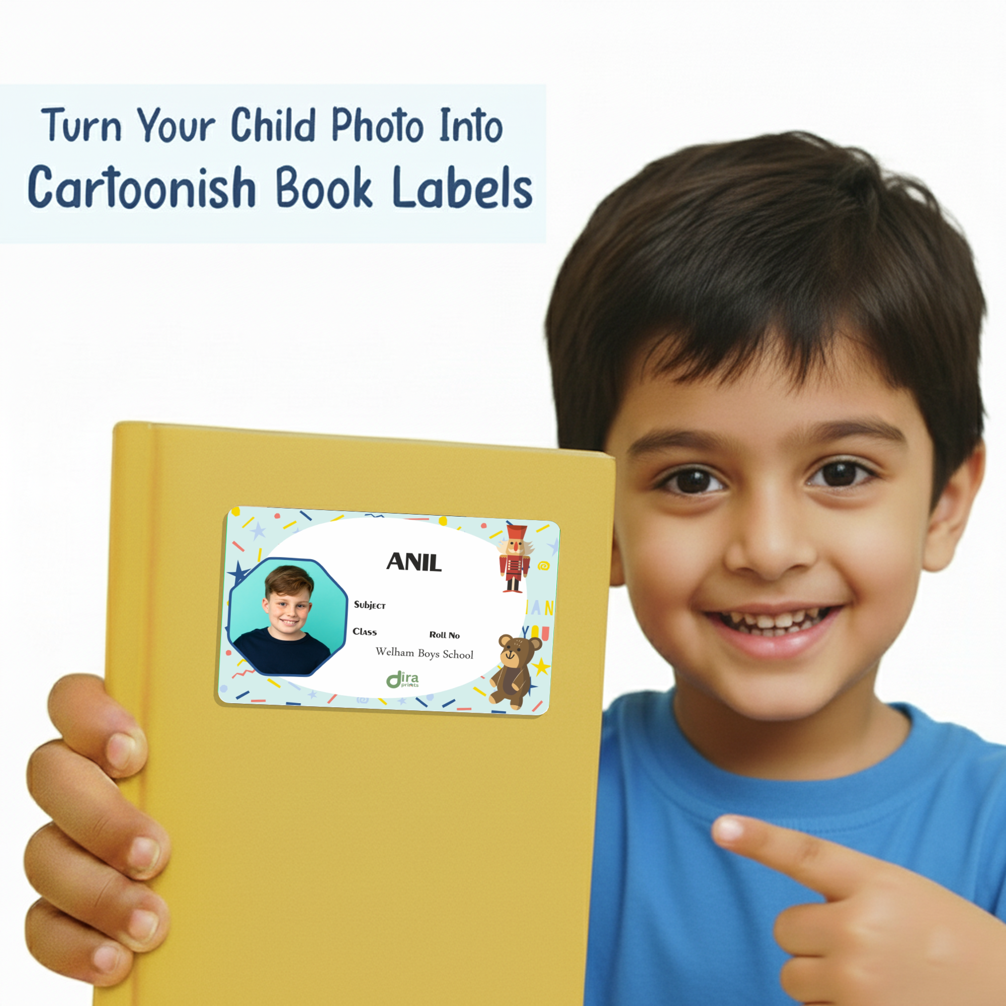 Personalized Bear Name Slip | Custom Kids ID Labels for School by Diraprints