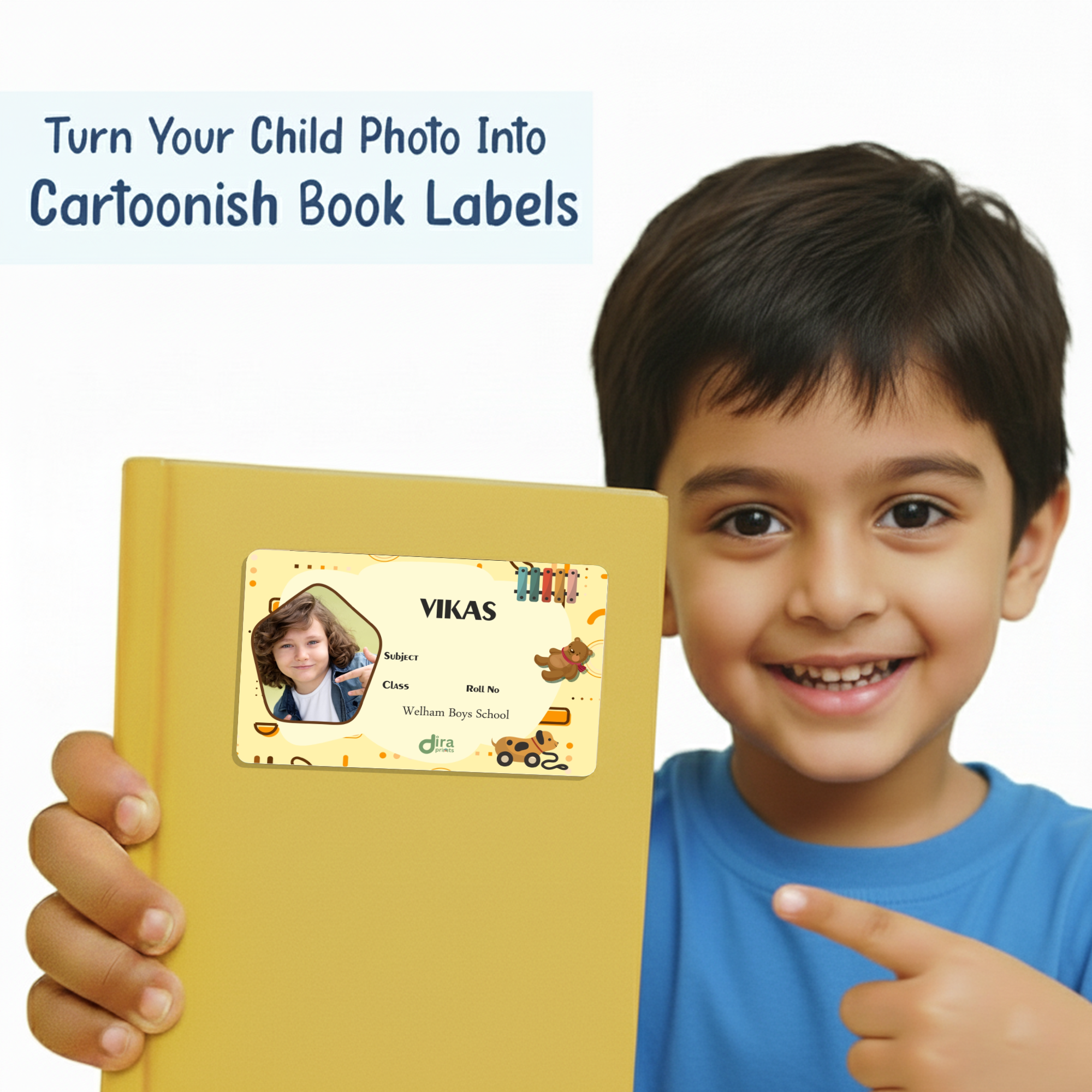 Personalized Standard Kids' Name Slip | Custom Kids ID Labels for School by Diraprints