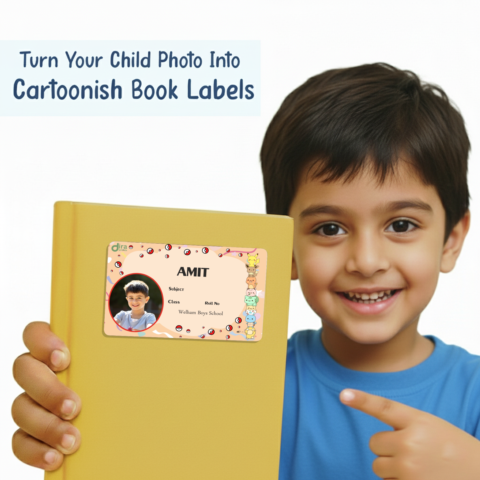 Personalized Pokémon Name Slip | Custom Kids ID Labels for School by Diraprints