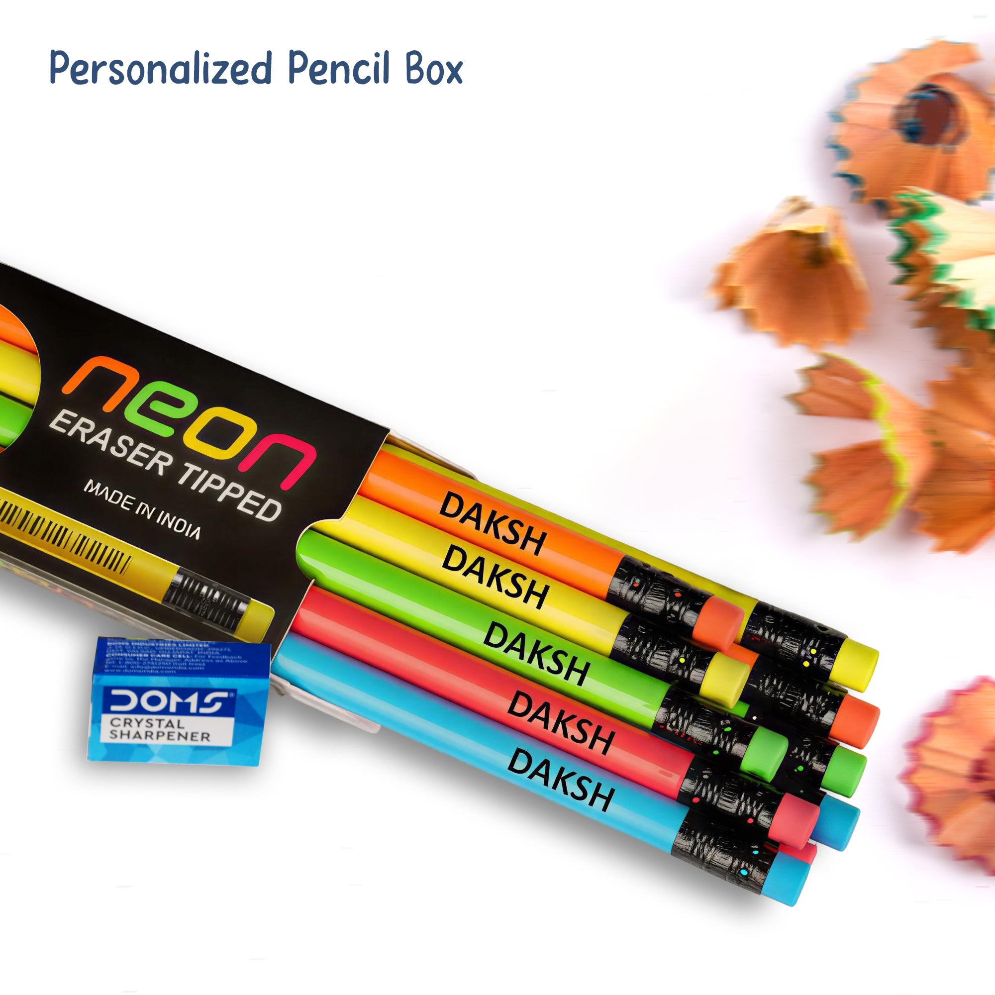 Personalized Neon Name Pencils | Custom Engraved Pencils for Kids by Diraprints