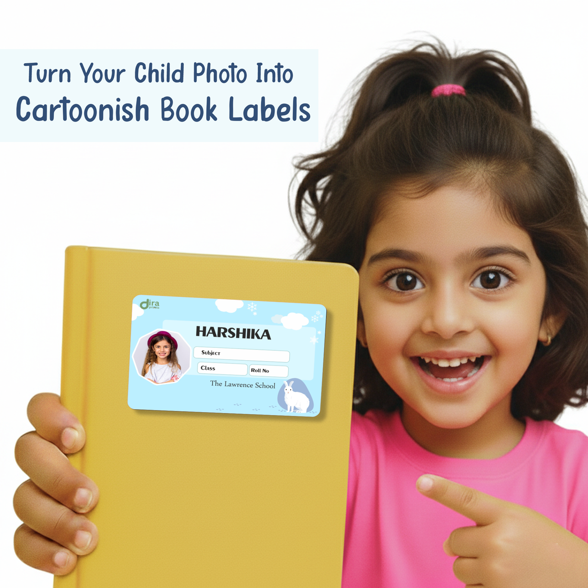 Personalized Rabbit Name Slip | Custom Kids ID Labels for School by Diraprints