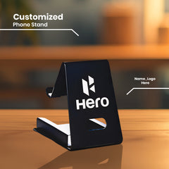 Customized Metal Phone Stand | Premium Black Mobile Holder with Logo Print by Diraprints