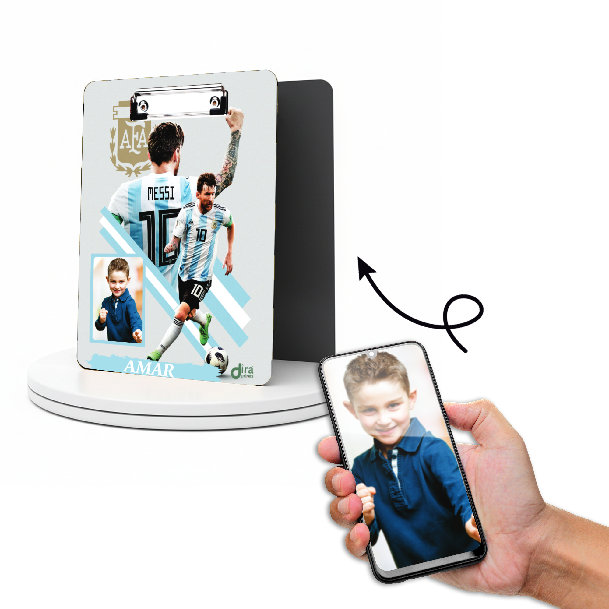 Personalized Lionel Messi Football Exam Board | Custom Photo & Name Writing Pad for Soccer Fans By Diraprints