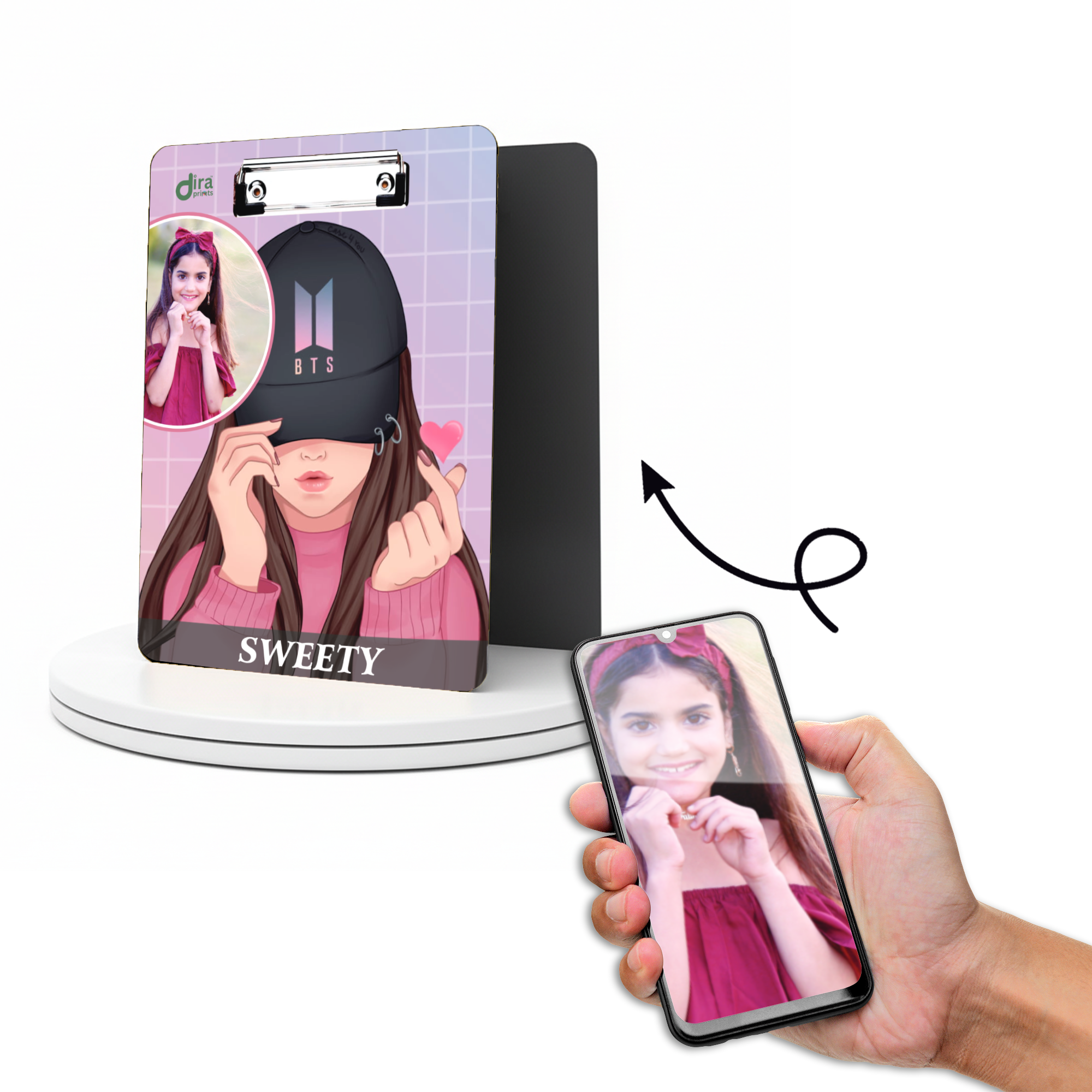 Personalized BTS K-Pop Exam Board | Custom Photo & Name Writing Pad for ARMY By Diraprints