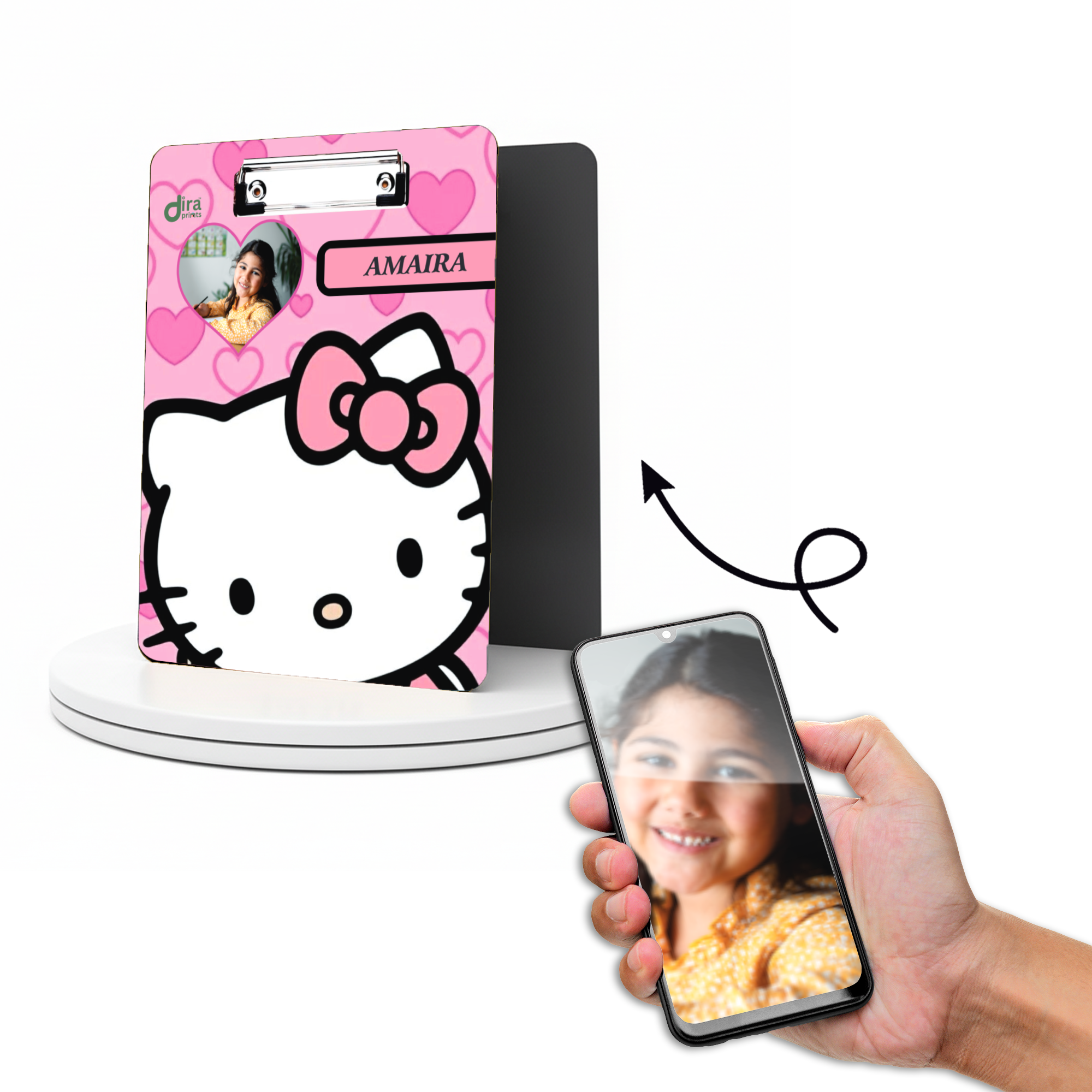 Personalized Hello Kitty Exam Board | Custom Photo & Name Writing Pad for Girls by Diraprints