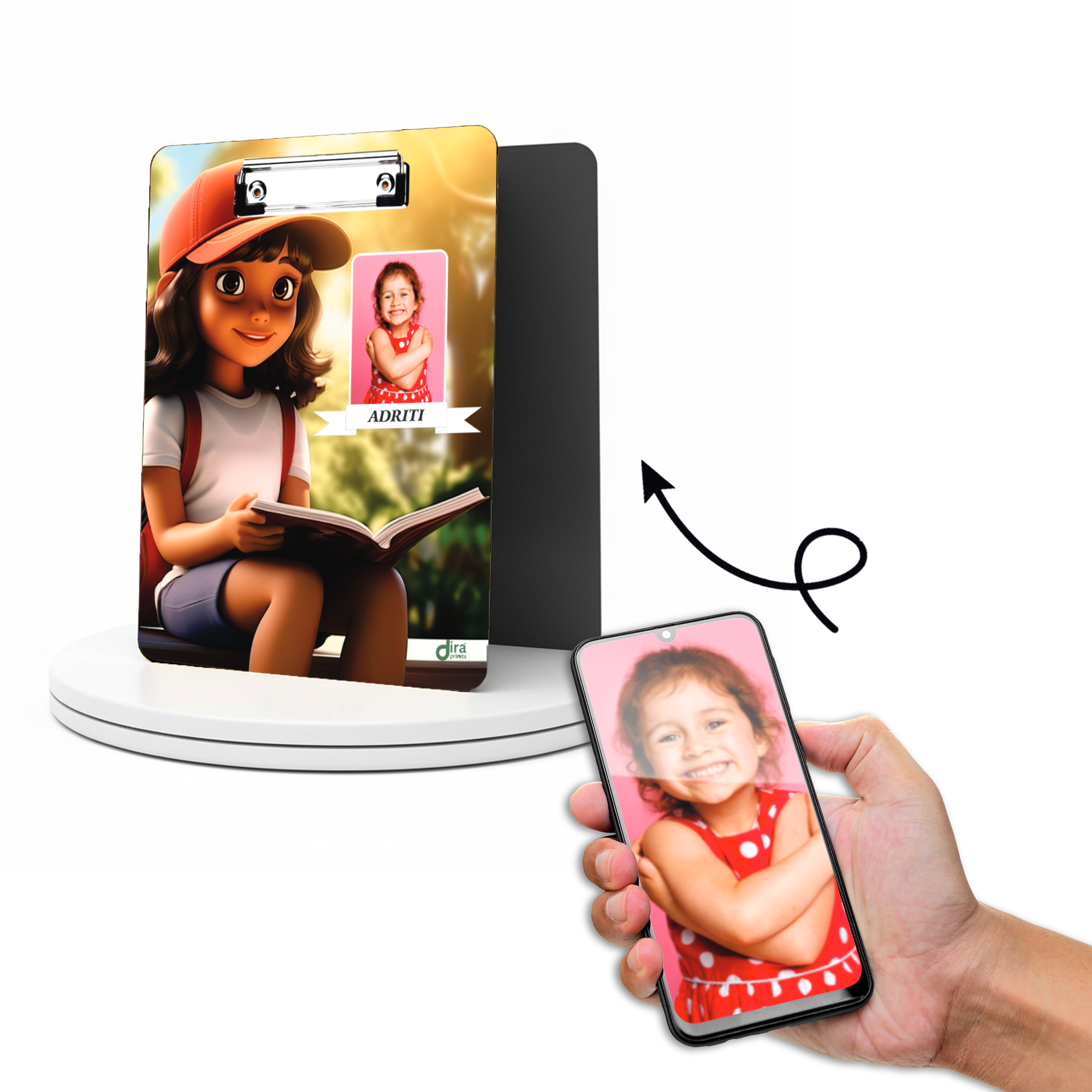 Custom Reading Girl Theme Exam Board | Personalized A4 Clipboard for Book Lovers & Students By Diraprints