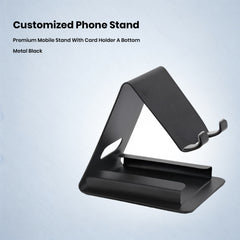 Customized Metal Phone Stand | Premium Black Mobile Holder with Logo Print by Diraprints