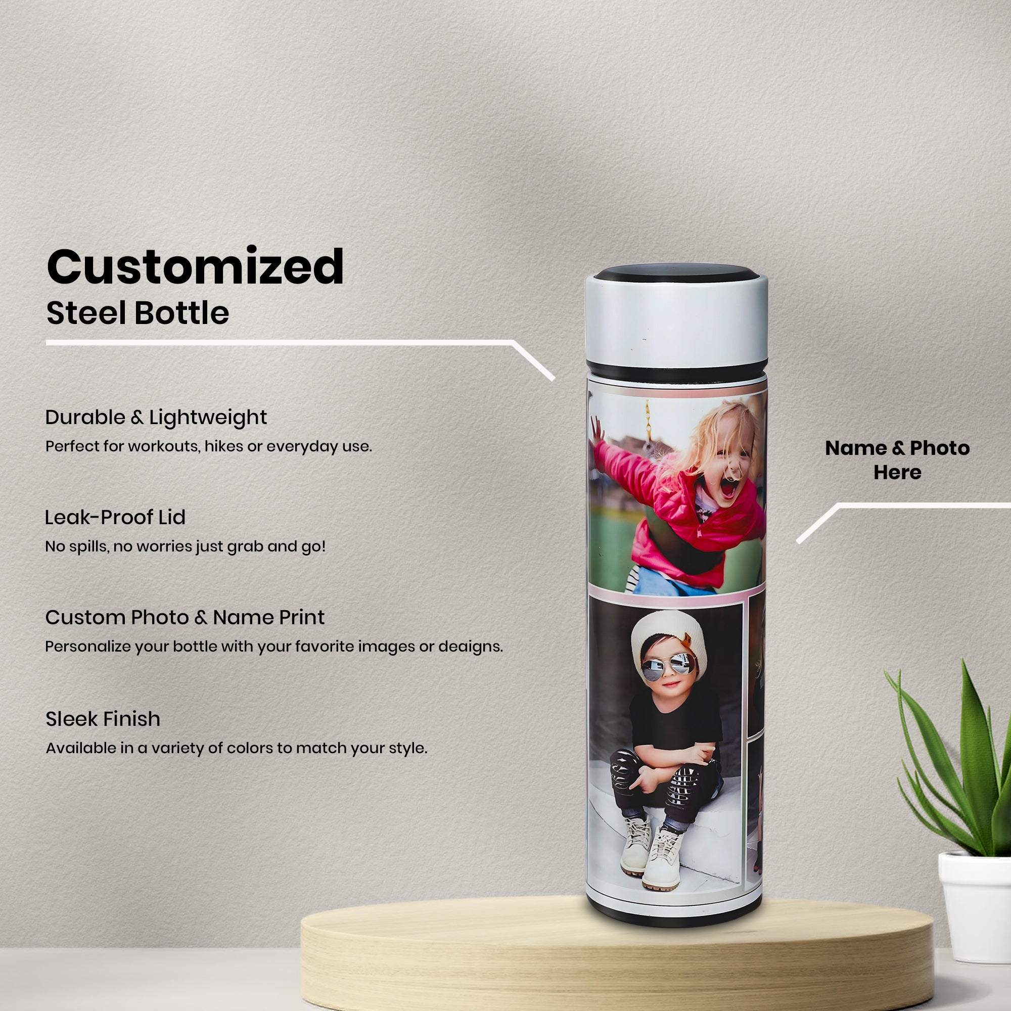 Personalized Picture Stainless Steel Bottle | Custom Photo Print Metal Sipper