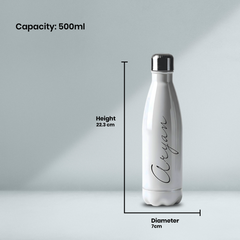 Personalized White Metal Bottle | Custom Name Stainless Steel Sipper