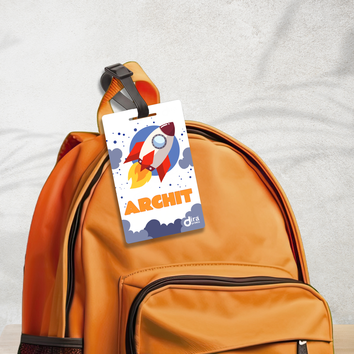 🚀 Personalized Rocket Bag Tag for Boys | Custom Space Name Label Diraprints
