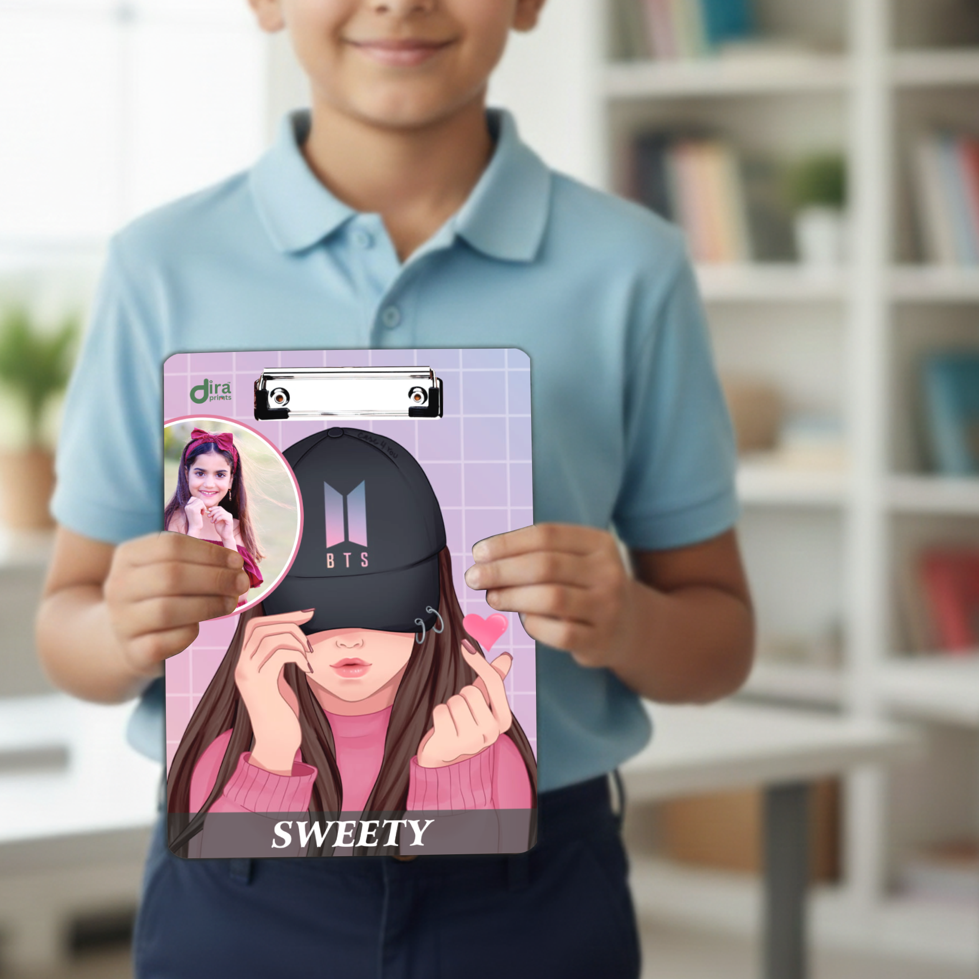 Personalized BTS K-Pop Exam Board | Custom Photo & Name Writing Pad for ARMY By Diraprints