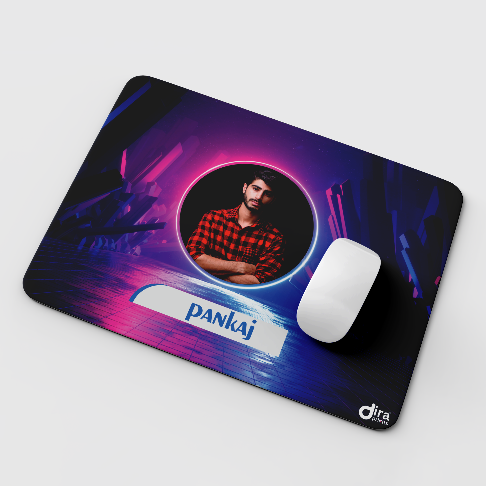 Personalized Dark Abstract Mouse Pad | Custom Photo Tech Geometric Mouse Pad by Diraprints