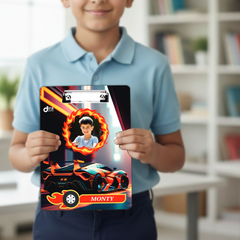 Personalized Sports Car Design Exam Board | Custom Photo & Name Writing Pad by Diraprints