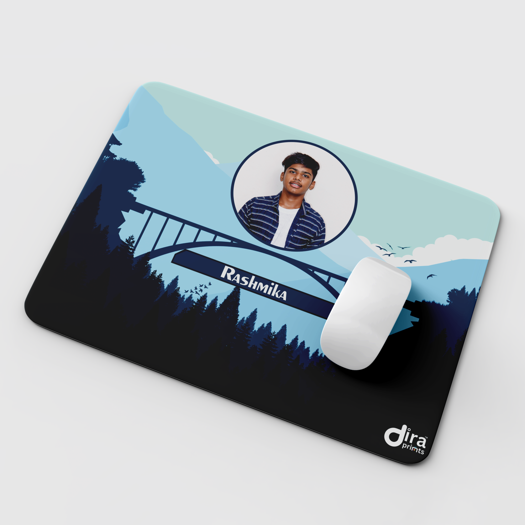 Personalized Nature Landscape Mouse Pad | Custom Photo Bridge Mouse Pad by Diraprints