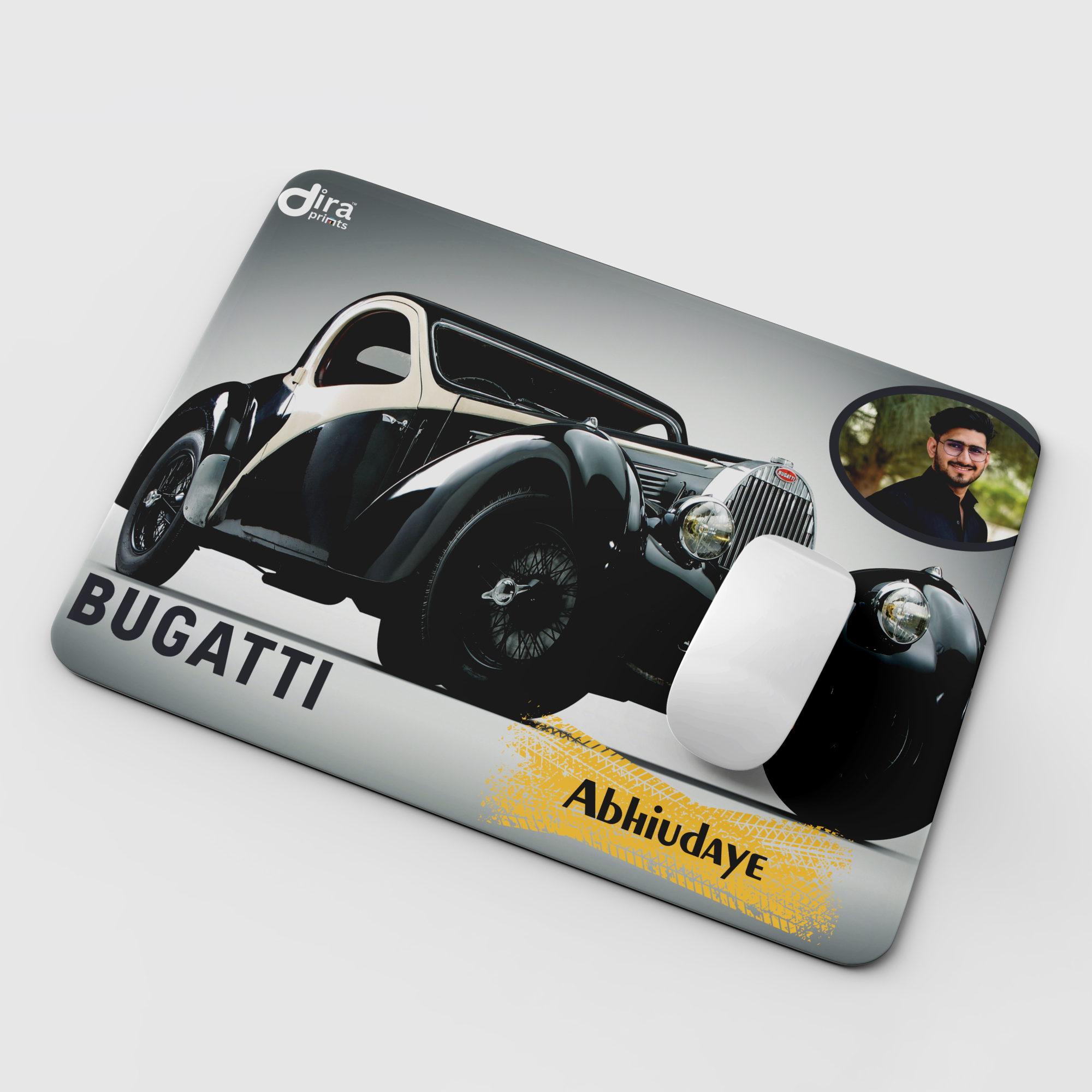 Personalized Classic Bugatti Mouse Pad | Custom Photo Vintage Car Mouse Pad by Diraprints