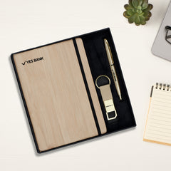 Eco-Friendly 3-in-1 Gift Set | Personalized Diary, Gold Pen & Keychain Combo | Sustainable Corporate Branding by Diraprints