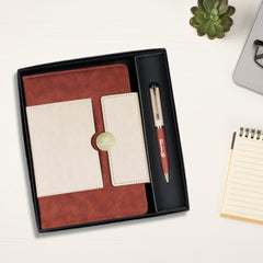 Custom Branded Dual-Tone Corporate Gift Set | Personalized Diary and Pen Combo for Bulk Orders | Executive Client Gifts by Diraprints