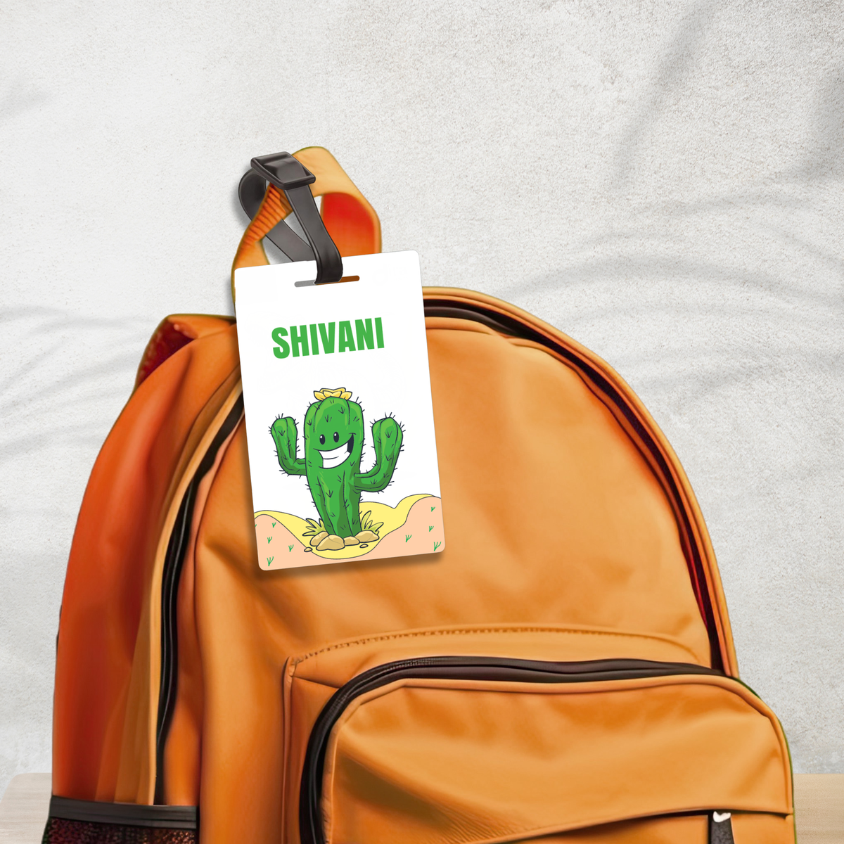 🌵 Personalized Smiling Cactus Bag Tag | Custom Desert Name Label By Diraprints