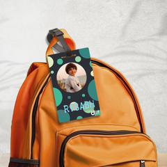 Personalized Photo Bag Tag - Modern Circle Graphic | Custom Name Picture Label By Diraprints