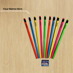 Personalized Neon Name Pencils | Custom Engraved Pencils for Kids by Diraprints