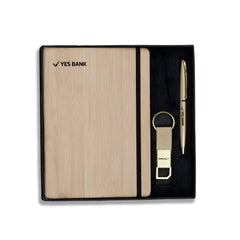 Eco-Friendly 3-in-1 Gift Set | Personalized Diary, Gold Pen & Keychain Combo | Sustainable Corporate Branding by Diraprints