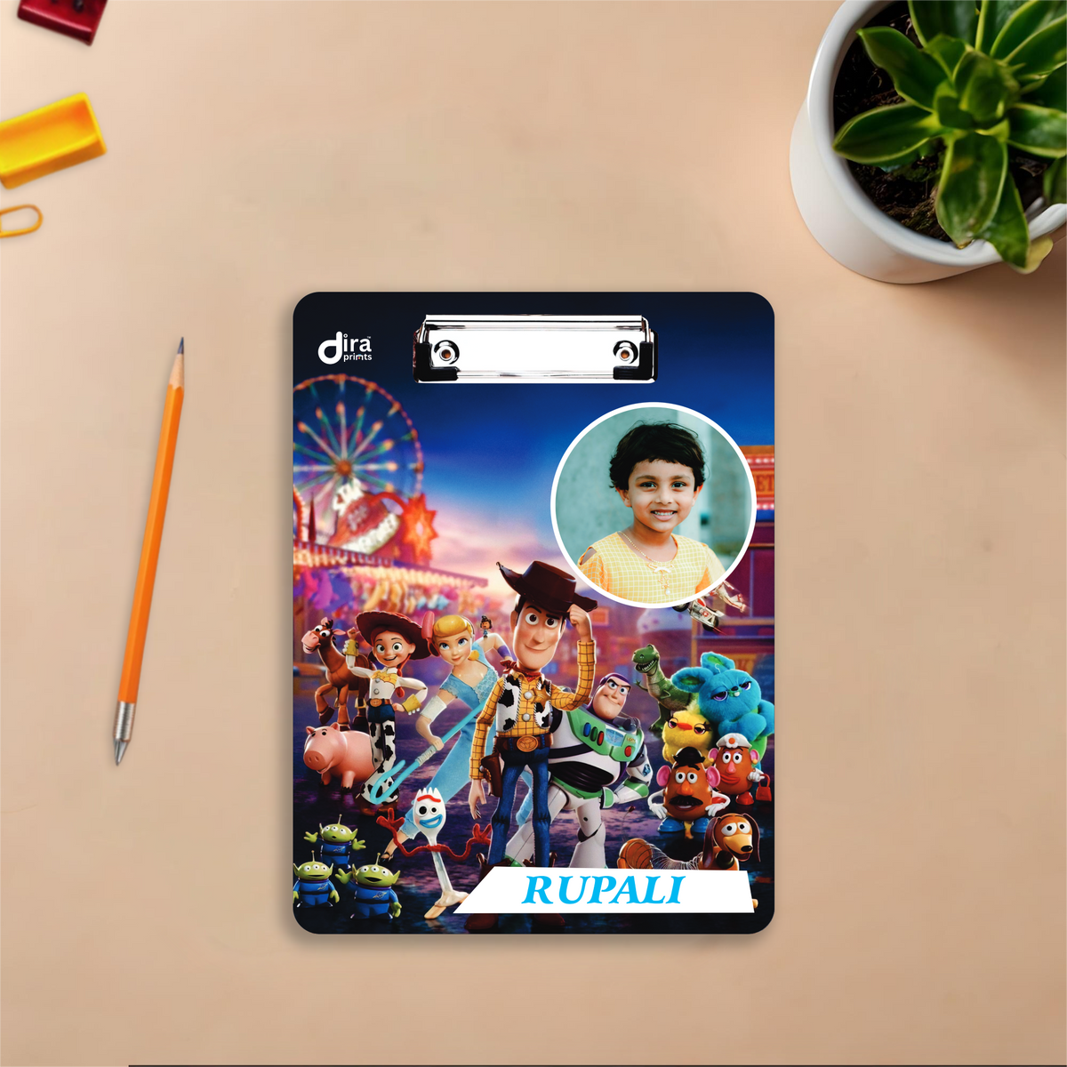 Personalized Toy Story Cartoon Exam Board | Custom Photo & Name Writing Pad for Kids By Diraprints